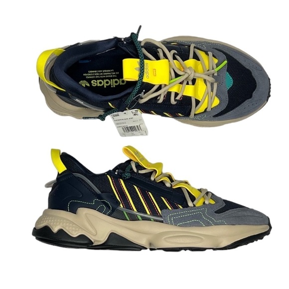 Adidas Originals Men’s Leather Ozweego Zip Legend Ink/ Yellow Sneakers